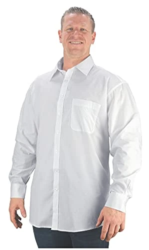 Big Mens White Myles Long Sleeve Plain Shirt 2XL 3XL 4XL 5XL 6XL 7XL 8XL, Size : 5XL