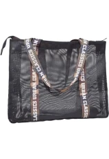 Big Mesh Shopper with Bag In Bag TB2151, black, 48 cm, shoulder bag
