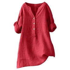 Big Promotion Lightning Deals Women Tops Linen Medium Sleeve Button Down Blouse Solid Color Printed Clothing 2024 Summer Fashion V Neck Casual Comfortable Womens Shirt for Outdoor Sales Clearance Big Promotion Lightning Deals Women Tops Linen Medium Sleeve Button Down Blouse Solid Color Printed Clothing 2024 Summer Fashion V Neck Casual Comfortable Womens Shirt for Outdoor Sales Clearance
