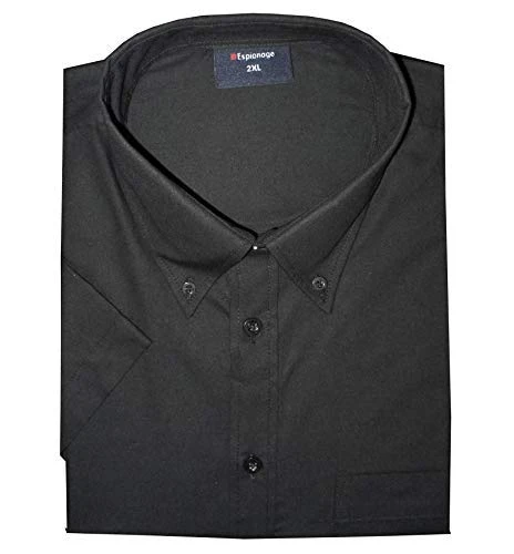 Big Size Mens Cotton Rich Short Sleeve Plain Shirt (149) in Black in 7XL