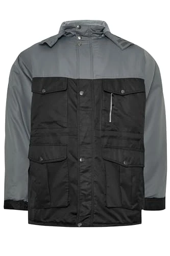 Big & Tall & Black Fleece Lined Hooded Coat - Men's - M to 8XL