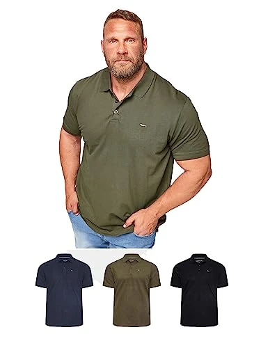 Big & Tall Black/Navy Blue/Khaki Green 3 Pack Core Polo Shirts - Men's - M to 8XL