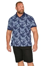 Big & Tall Leaf Print Polo Shirt - Men's - M to 8XL Blue