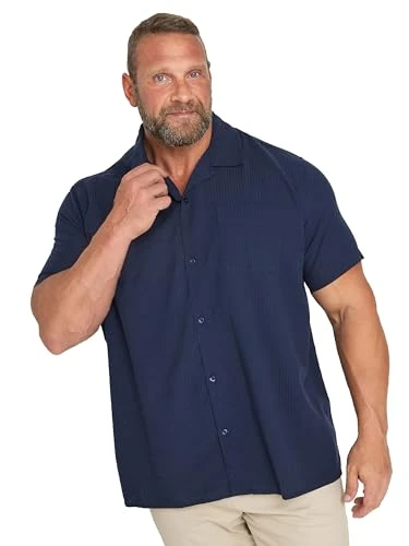 Big & Tall Navy Seersucker Short Sleeve Shirt - Men's - M to 8XL