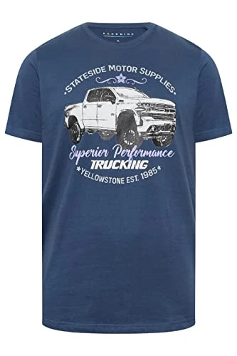 Big & Tall 'Stateside Motor' Printed T-Shirt - Men's - M to 8XL Blue