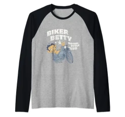 Bikini Biker Betty Raglan Baseball Tee