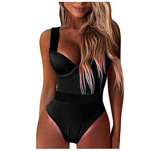Bikini Retro High Waist Bikini Top Sporty Tankini Top Monokini String Monokini Women's Push Up Women's Bikini Halterneck Sexy Bikini Push Up Monokini Sexy Monokini, black, XL