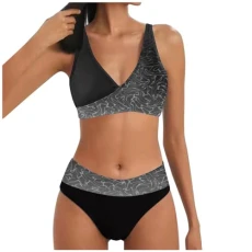 Bikini Sets for Women Bikini Split Print Sexy Hot Diamonds Gather Bikini Swimsuit Bikini Beachwear Swimsuit Bikini Women's Set Swimsuits Beachwear Swimsuit Two Piece Swimwear, gray, M