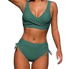 Bikini Sets for Women UK High Waisted Solid Color Bathing Suits Tummy Control Plus Size Twist Front Women's Bikinis V Neck Padded Two Pieces Push up Swimsuits Women Swimming Costume Bikini Sets for Women UK High Waisted Solid Color Bathing Suits Tummy Control Plus Size Twist Front Women's Bikinis V Neck Padded Two Pieces Push up Swimsuits Women Swimming Costume