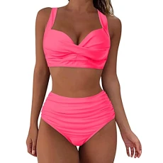 Bikini Sets for Women UK Plus Size, Quick Dry Women's Bikinis Blue Plus Size Beach Wear Set, Women's Printed/Solid Two Piece Bikini Women's Sports 2 Piece Swimsuit Wedding Gifts Festival Essentials