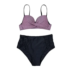 Bikini Suit Ladies Sexy Fashion Leopard Stripe Strap Bathing Suit High Cut Swimsuits Flattering Swimming Costume Straps Padded Two Piece Swimsuit