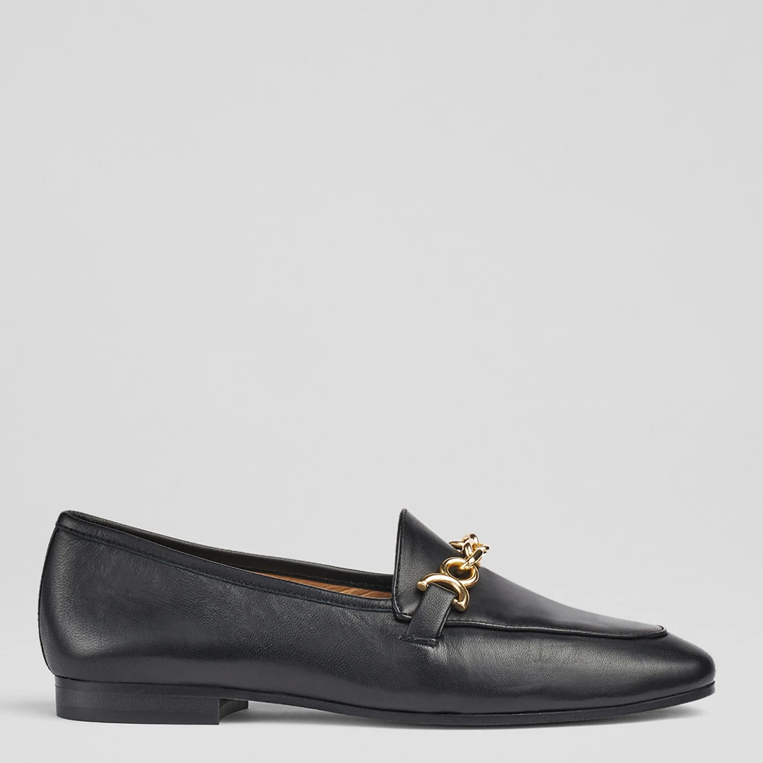 Black Adalynn Leather Loafers