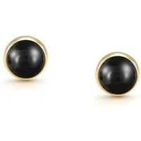 Black Agate Gold Earrings