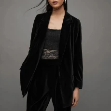 Black Aleida Velvet Blazer