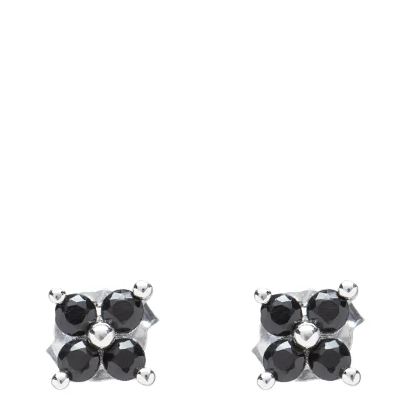 Black &amp; Silver Daisy Stud Earrings - Gold