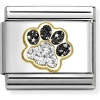 Black And Silver Pawprint Charm