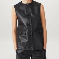 Black Apicem Leather Waistcoat