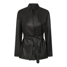 Black Arunda Tie Leather Jacket