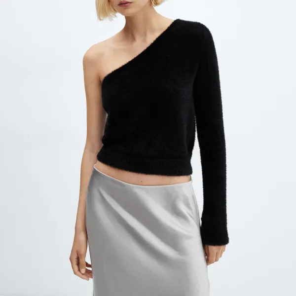 Black Asymmetrical Textured Jumper - Black