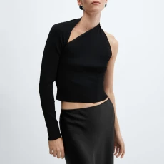 Black Asymmetrical Top With Split