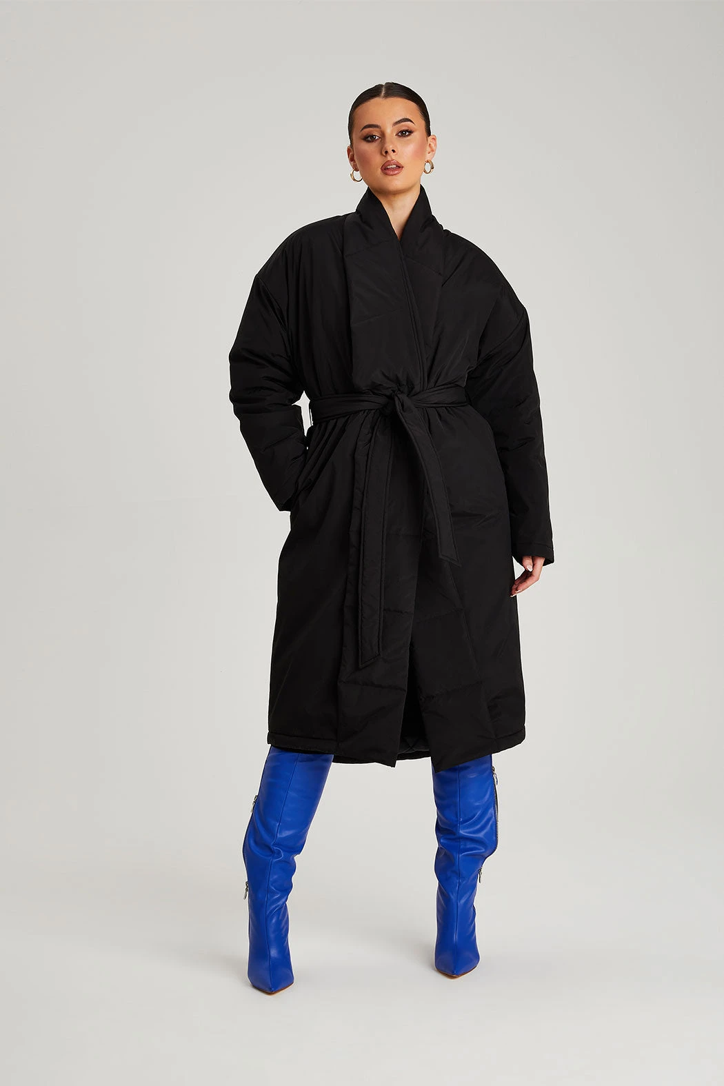 Black Belted Puffer Jacket /