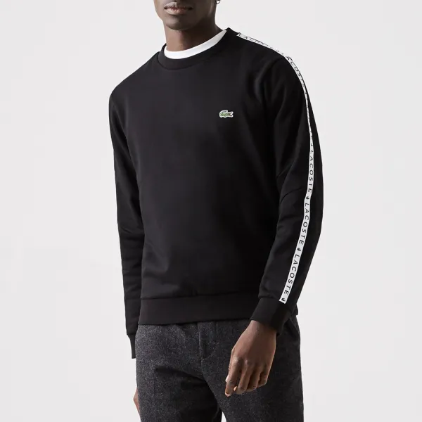 Black Branded Tiping Cotton Blend Sweatshirt - Black