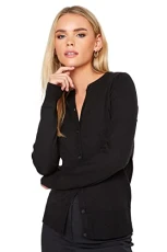 Black Button Down Crew Neck Cardigan Petite Black Button Down Crew Neck Cardigan Petite