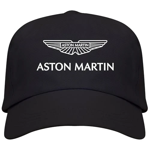Black Cap with Aston Martin Logo Man 5 Panels 100 Cotton 340 g/m², Black/White, One Size