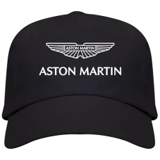 Black Cap with Aston Martin Logo Man 5 Panels 100 Cotton 340 g/m², Black/White, One Size