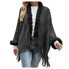 Black Cardigans For Women Uk Fur Collar Scarf Shawl Wrap Young Fringe Cape Cardigan Baggy Party Plush Fashion Spacious Coat Waterfall Cardigans Autumn And Winter Thermal Jackets Black Cardigans For Women Uk Fur Collar Scarf Shawl Wrap Young Fringe Cape Cardigan Baggy Party Plush Fashion Spacious Coat Waterfall Cardigans Autumn And Winter Thermal Jackets