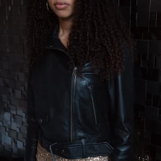 Black Classic Oversized Leather Jacket