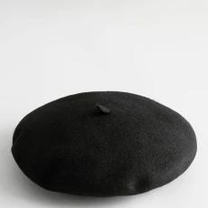 Black Classic Wool Beret