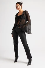 Black Coated Straight Leg Jean /