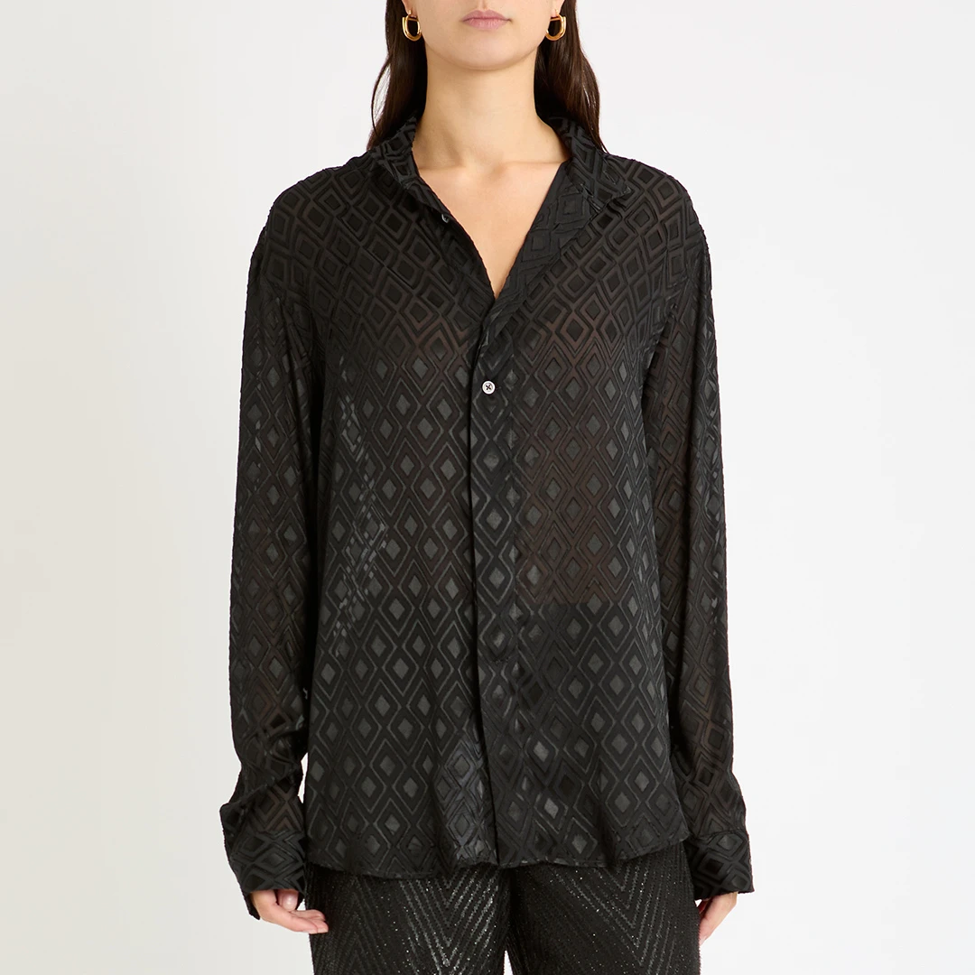 Black Collared Silk Shirt ulti