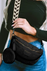 Black Colorblock Strap Crossbody Bag With Coin Purse - Black / ONE SIZE