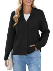 Black Cozy Cardigan for Women 2024 Gorgeous Shawl-Collar Ladies Cardigan with Buttons (M, Black) Black Cozy Cardigan for Women 2024 Gorgeous Shawl-Collar Ladies Cardigan with Buttons (M, Black)