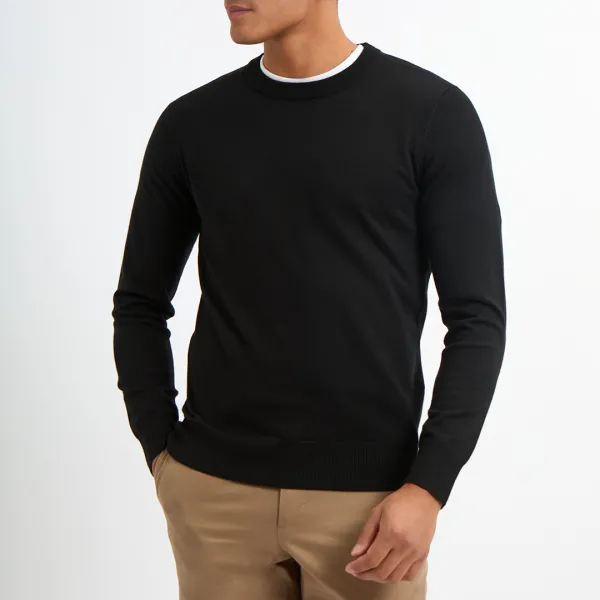 Black Crew Neck Jumper - Black