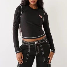 Black Crew Neck Long Sleeve Top
