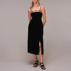 Black Cut Out Velvet Slip Dress