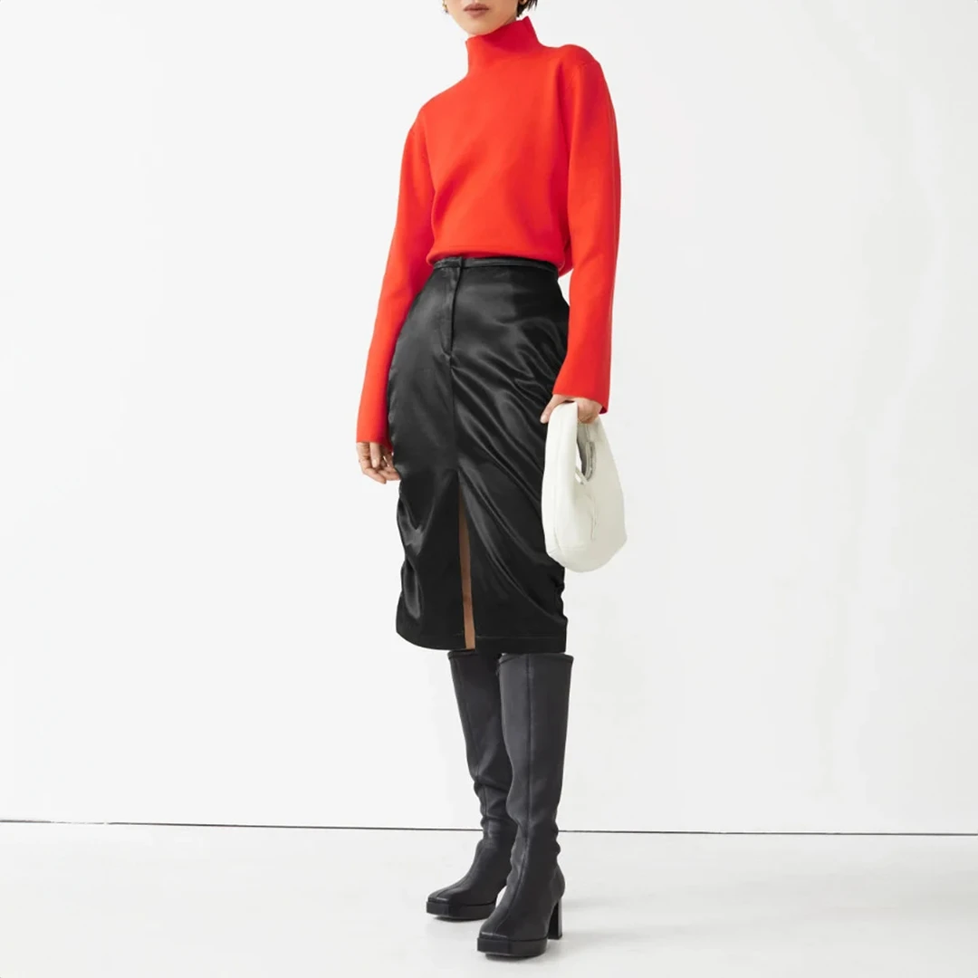 Black Ditte Pencil Cotton Skirt