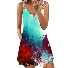 Black Dress Lace Colour Dress Neck Metal Tanks with Zip Casual Printed Sleeveless Strap Chain Flowers Women V Shoulder Bag Women's Casual Dress Lace, Green, S