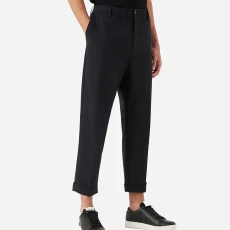 Black Elasticated Cotton Blend Trousers - Navy Black Elasticated Cotton Blend Trousers - Navy