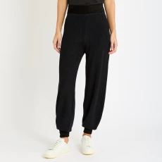 Black Elasticated Cuff Cashmere Blend Trousers - Navy Black Elasticated Cuff Cashmere Blend Trousers - Navy