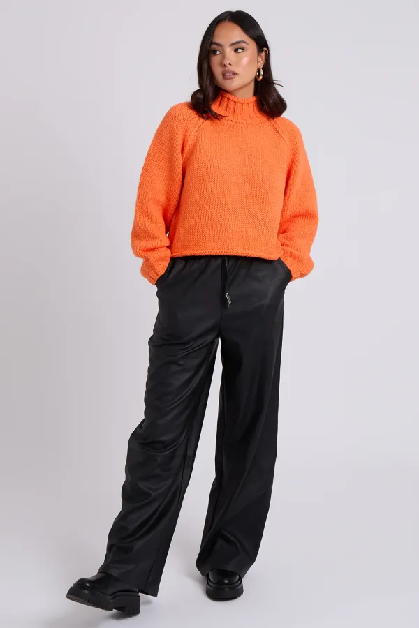 Black Elasticated Wide Leg Trouser