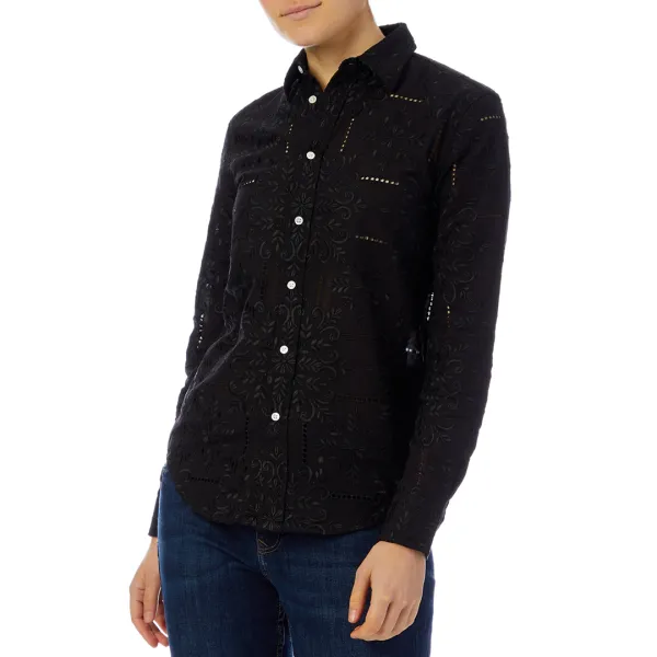 Black Embroidered Relaxed Shirt - Black