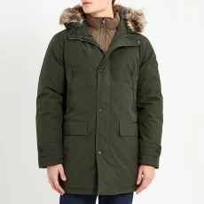 Black Faux Fur Hooded Jacket - Green