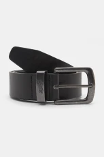 Black Faux Leather Belt With Logo