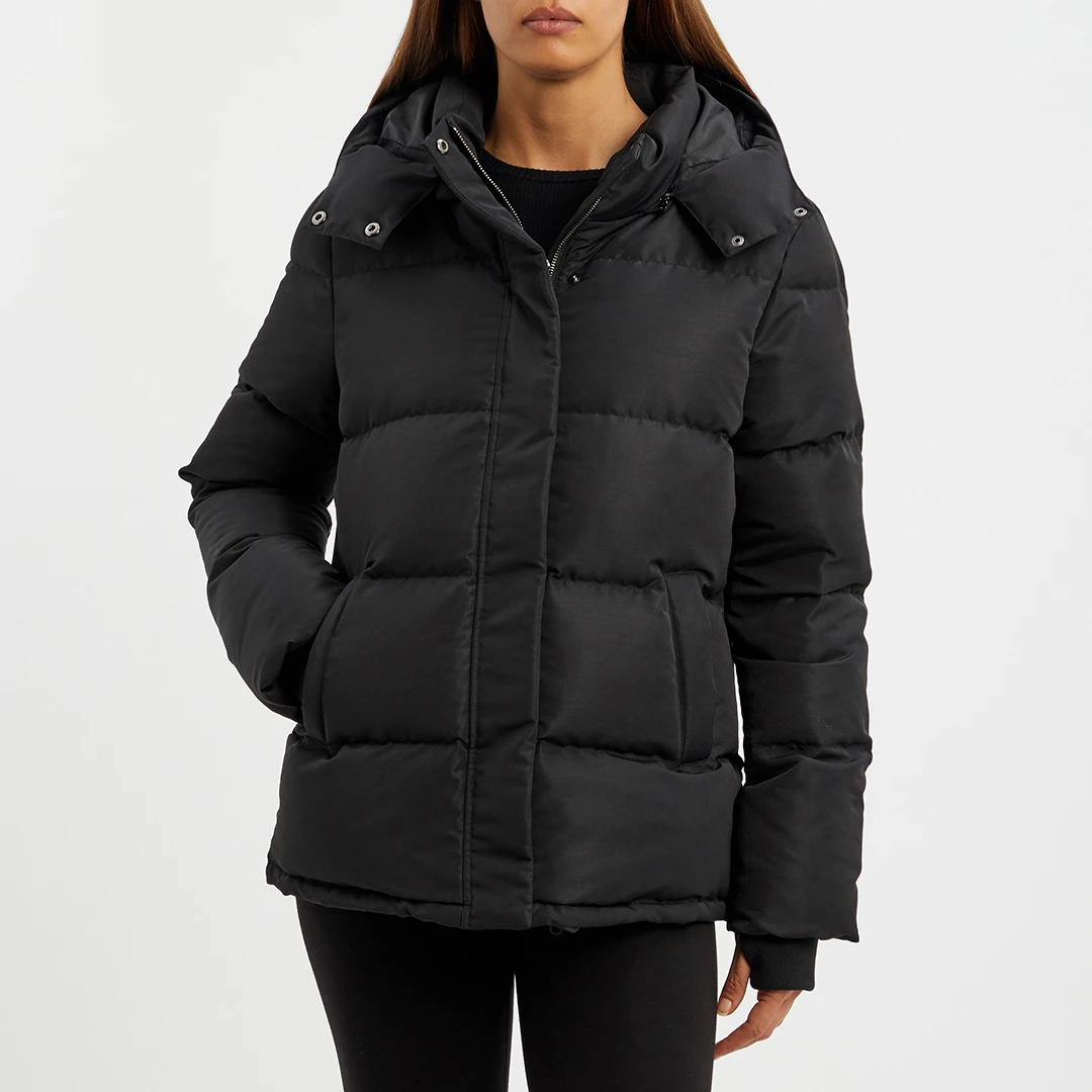 Black Feather & Down Puffer Jacket