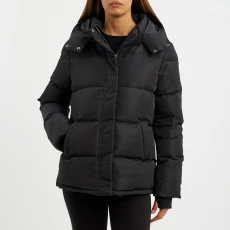 Black Feather & Down Puffer Jacket