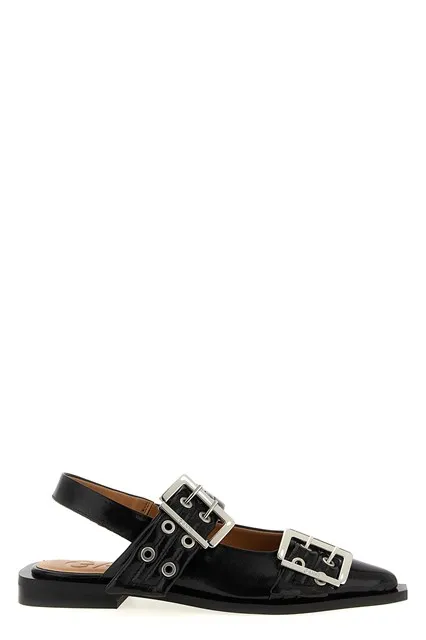 Black Feminine Buckle slingback